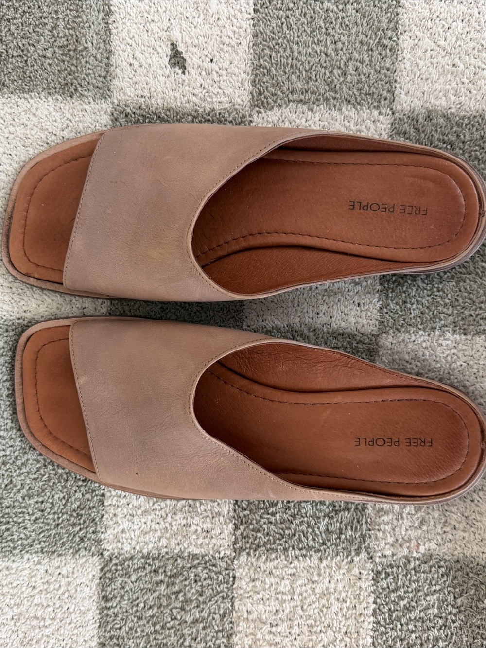 Free People Neutral Taupe Slide Mules
